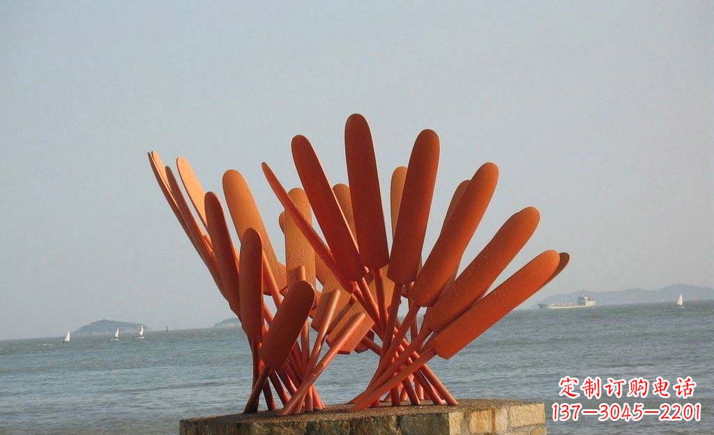 湖北海边不锈钢抽象船桨雕塑