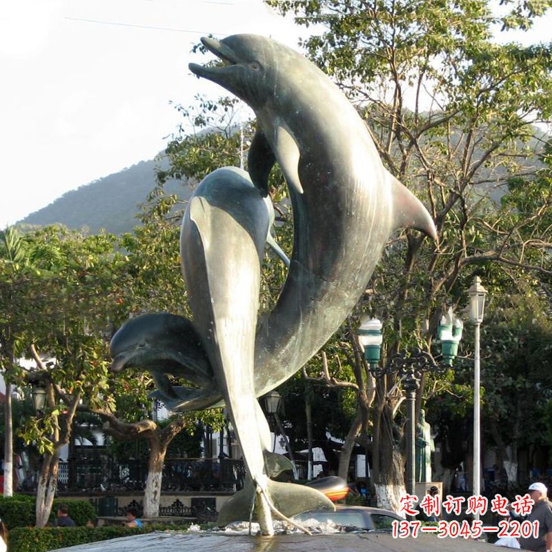 湖北海豚公园铜雕景观动物雕塑