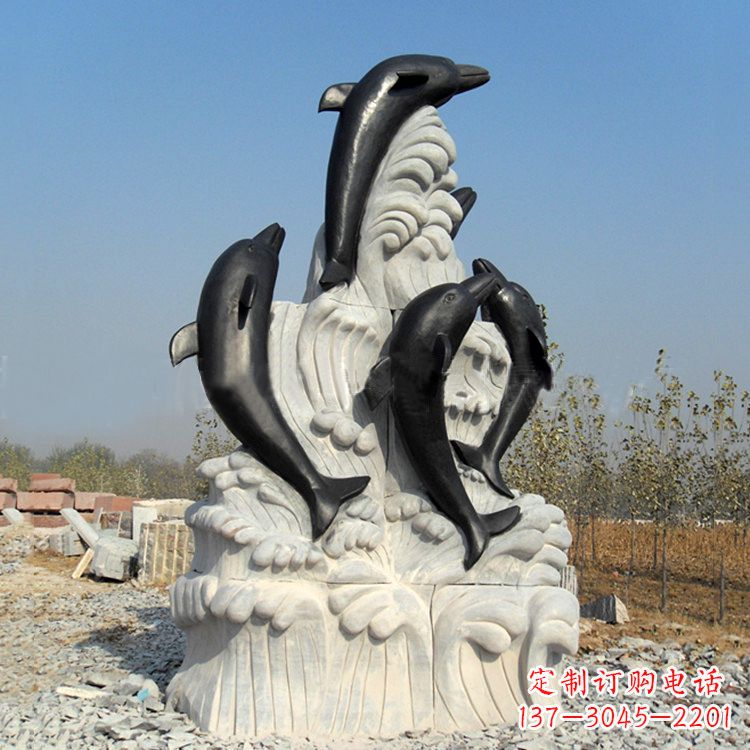 湖北海豚石雕景观雕塑