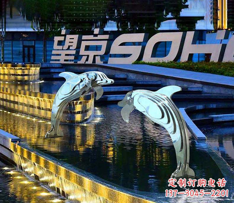 湖北海洋之恋不锈钢海豚雕塑