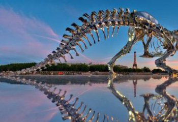 湖北魅力无穷的不锈钢恐龙骨架雕塑