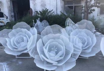 湖北广场不锈钢镂空花朵雕塑
