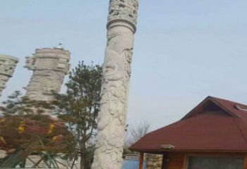 湖北迎宾龙柱石雕——大理石景观雕刻精美艺术品