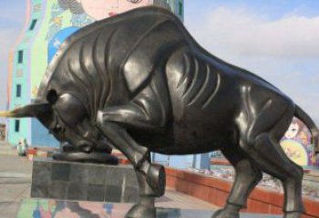 湖北广场开荒牛动物铜雕