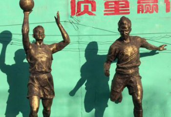 湖北广场铜雕打篮球小品人物雕塑