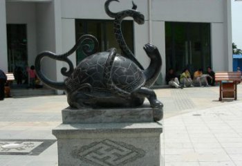 湖北龟蛇铜雕-为城市广场增添神话动物雕塑美景