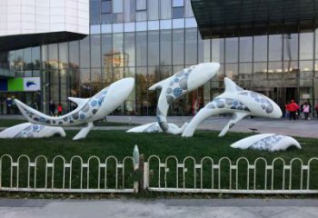 湖北城市绿地观赏海豚雕塑
