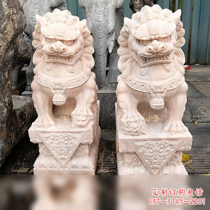 湖北汉白玉狮子雕塑,独特雕刻,展现狮子雄势