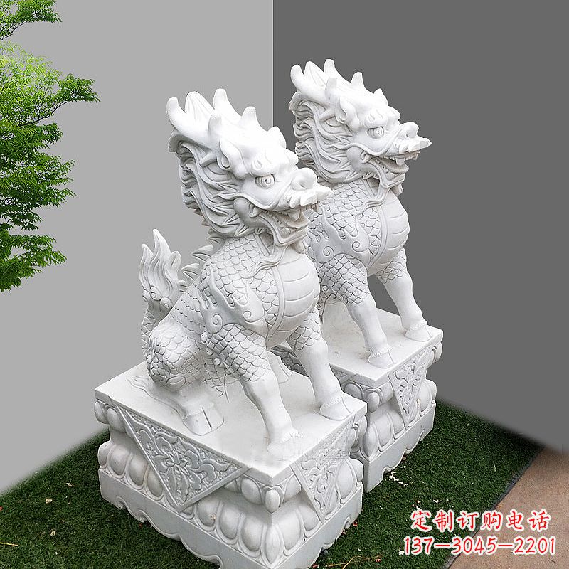 湖北品质出众的汉白玉麒麟大门石雕塑