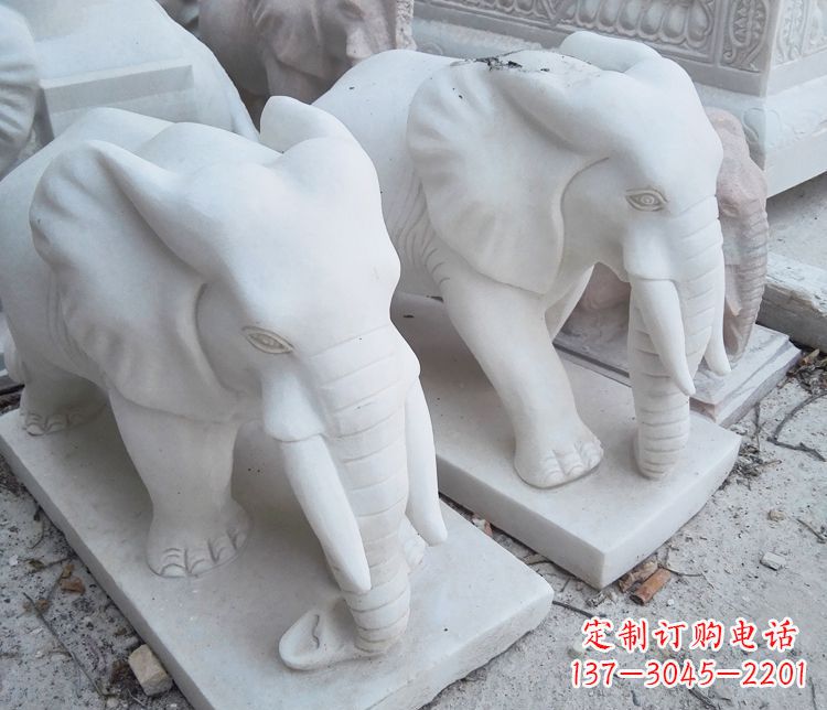 湖北艺术精品-汉白玉动物大象雕塑