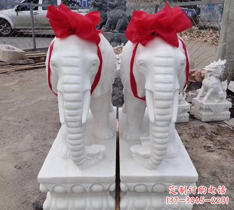 湖北汉白玉大象石雕