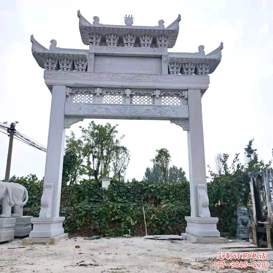 湖北汉白玉单门石牌坊