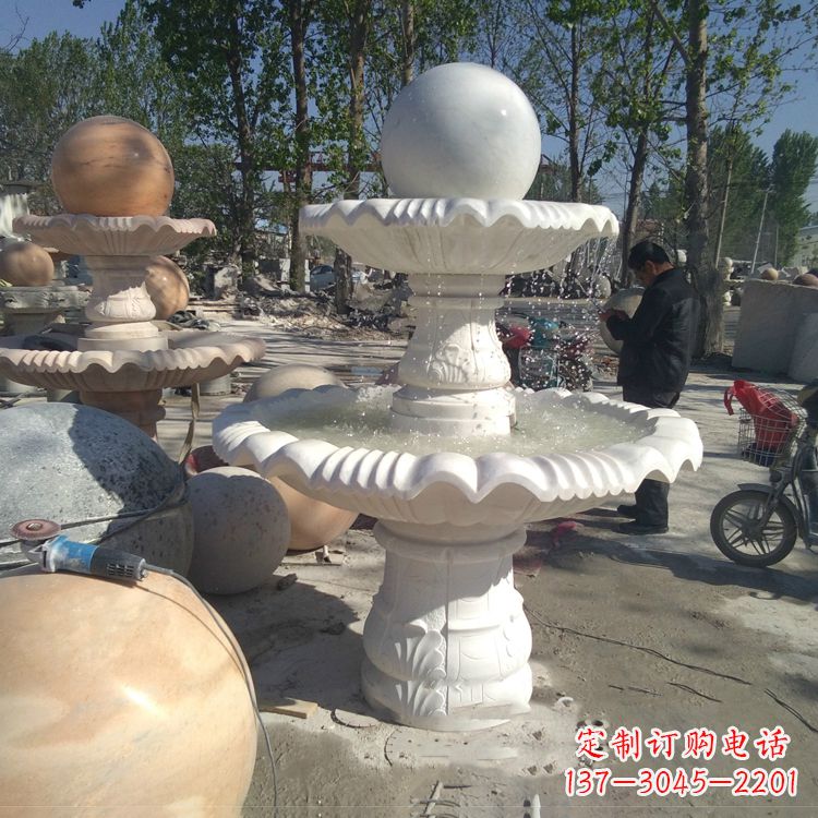 湖北汉白玉风水球,高端定制雕塑