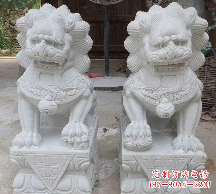 湖北汉白玉精美狮子雕塑