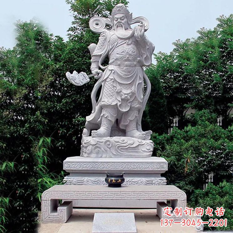 湖北汉白玉关公雕塑，融入神秘历史色彩
