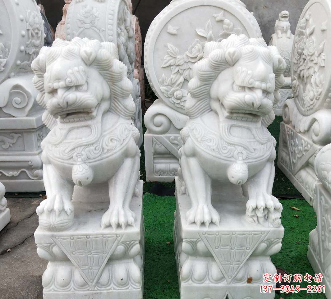 湖北精致汉白玉狮子雕塑