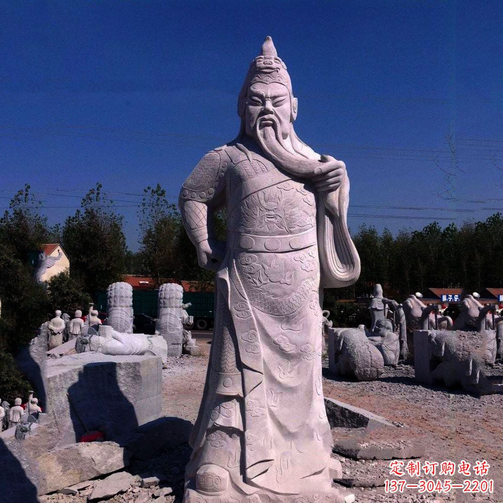 湖北中领雕塑-精致关羽石雕塑