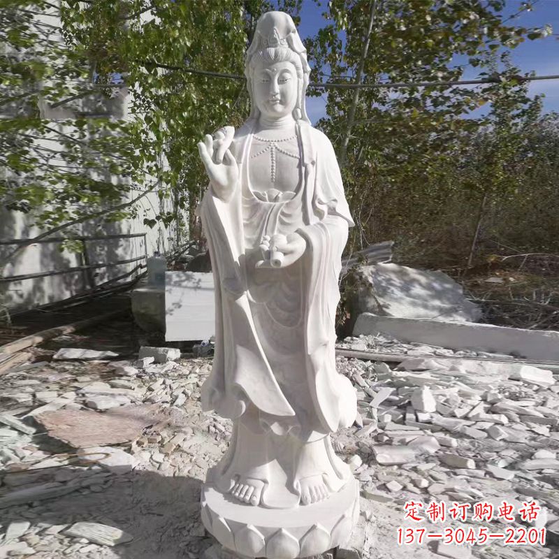 湖北象征观音的汉白玉观音菩萨石雕