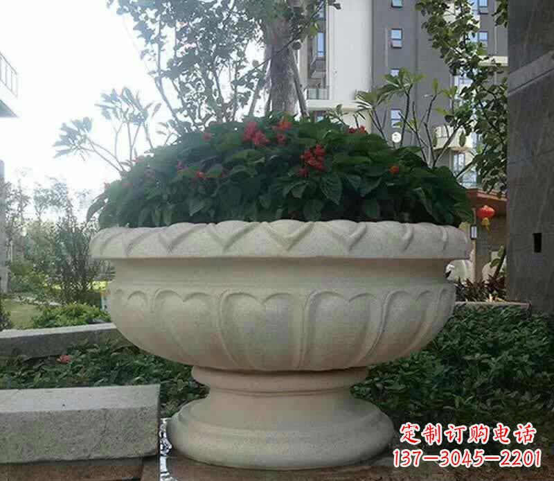 湖北传承艺术美学的汉白玉花盆雕塑