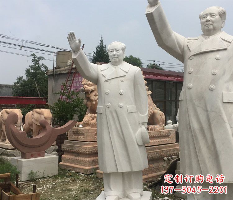湖北雕刻伟人的光辉历史——汉白玉挥手的毛主席广场伟人石雕