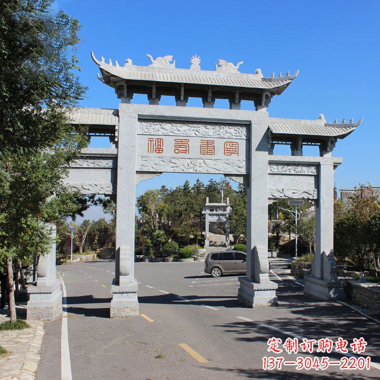 湖北汉白玉景区入库石雕牌坊