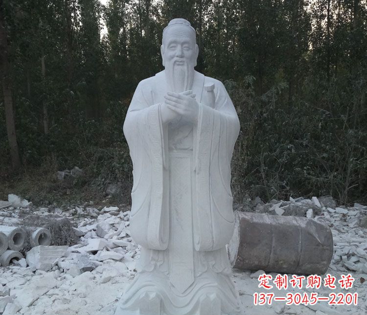 湖北汉白玉孔子校园古代名人石雕 (3)