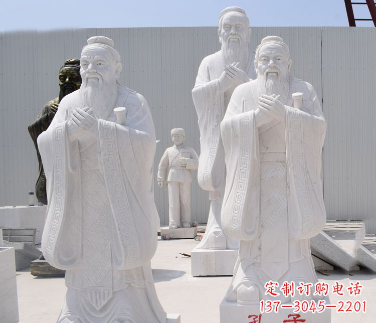 湖北汉白玉孔子校园古代名人石雕 (2)