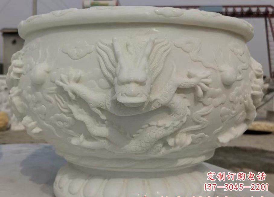 湖北中领雕塑汉白玉龙鱼缸雕塑,是由专业雕塑定…