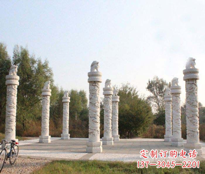 湖北汉白玉龙柱广场文化柱石雕