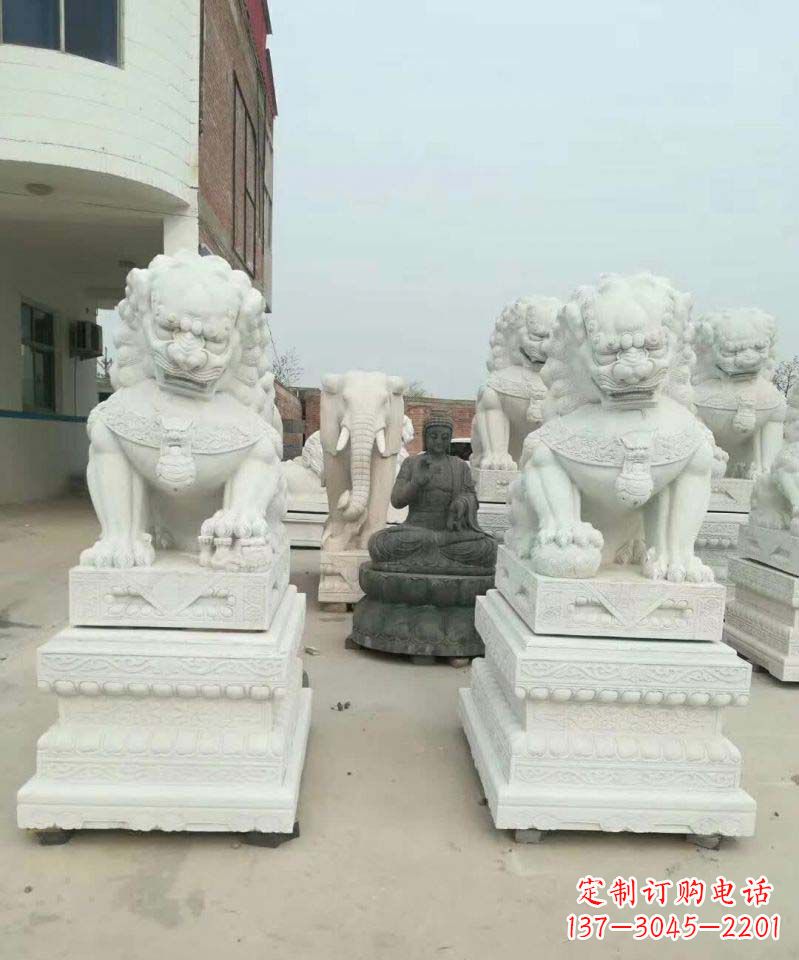 湖北精美狮子雕塑,复古典雅高贵