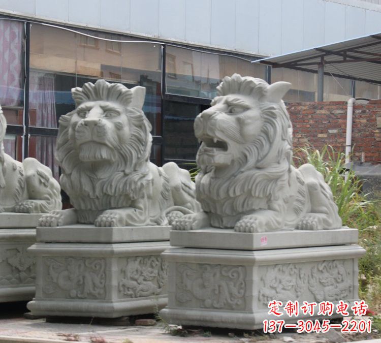 湖北汉白玉欧式狮子石雕