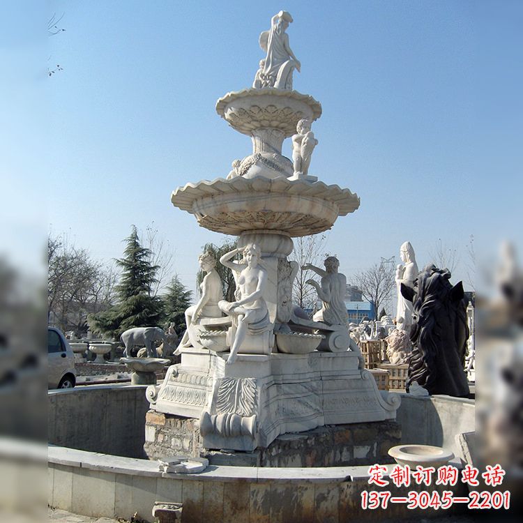 湖北汉白玉欧式人物喷泉