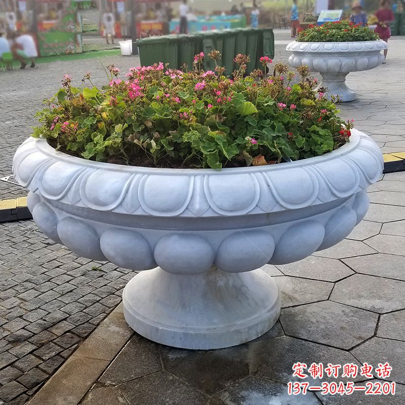 湖北汉白玉欧式石雕花盆