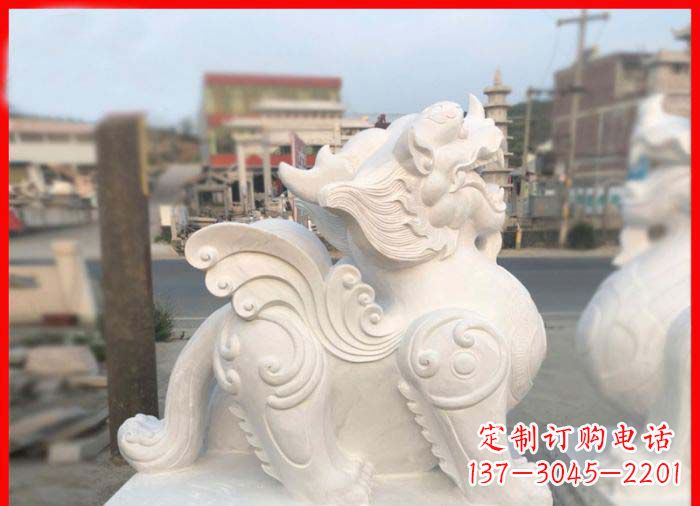 湖北汉白玉貔貅门口招财石雕