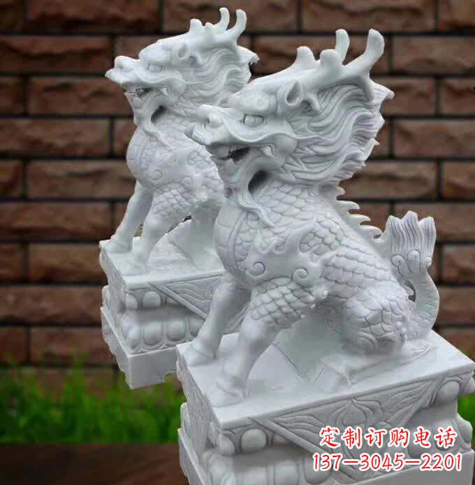 湖北汉白玉麒麟雕塑1