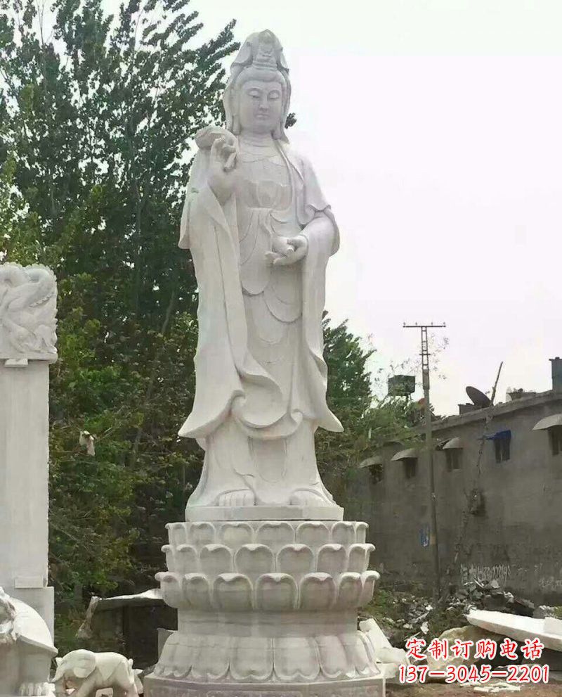 湖北汉白玉洒水观音驻颜祥和