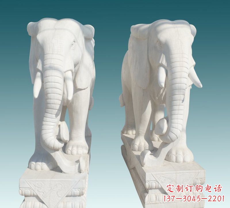 湖北昂贵的汉白玉大象雕塑,招财又招福