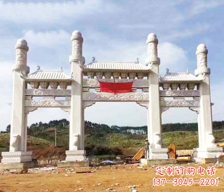 湖北精美白玉牌坊石雕,品质缔造传世绝品