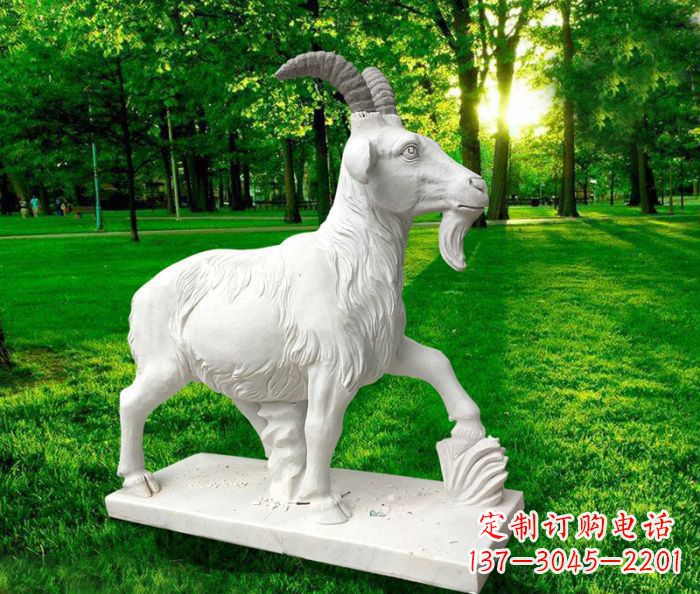 湖北汉白玉精美山羊雕塑
