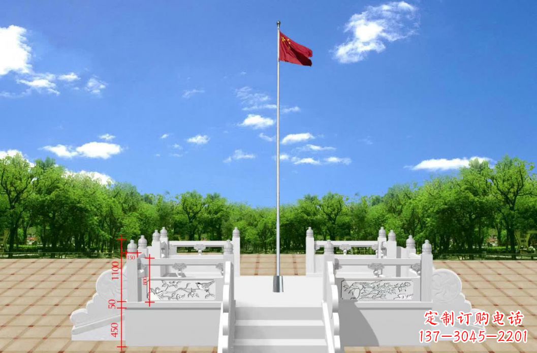 湖北汉白玉升旗台雕塑12