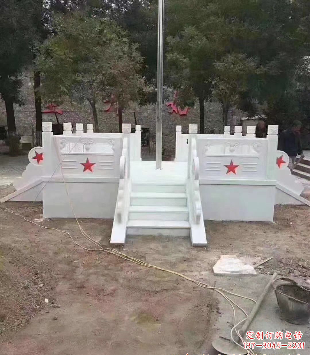 湖北高贵典雅的汉白玉升旗台石雕