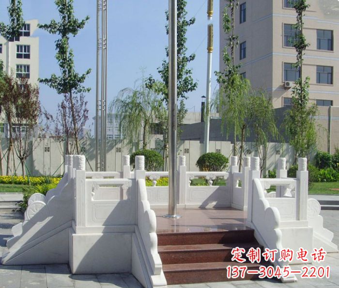 湖北汉白玉升旗台校园石雕 (2)