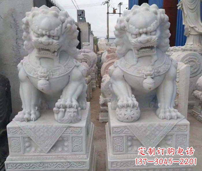 湖北汉白玉狮子招财动物石雕