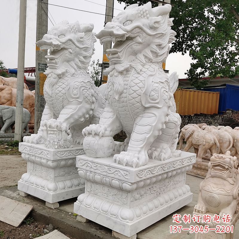 湖北汉白玉麒麟雕塑,承载古典之美