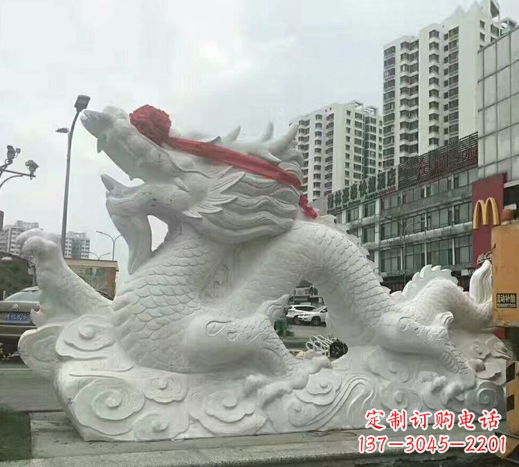 湖北汉白玉神龙雕塑，精致而又具有历史感