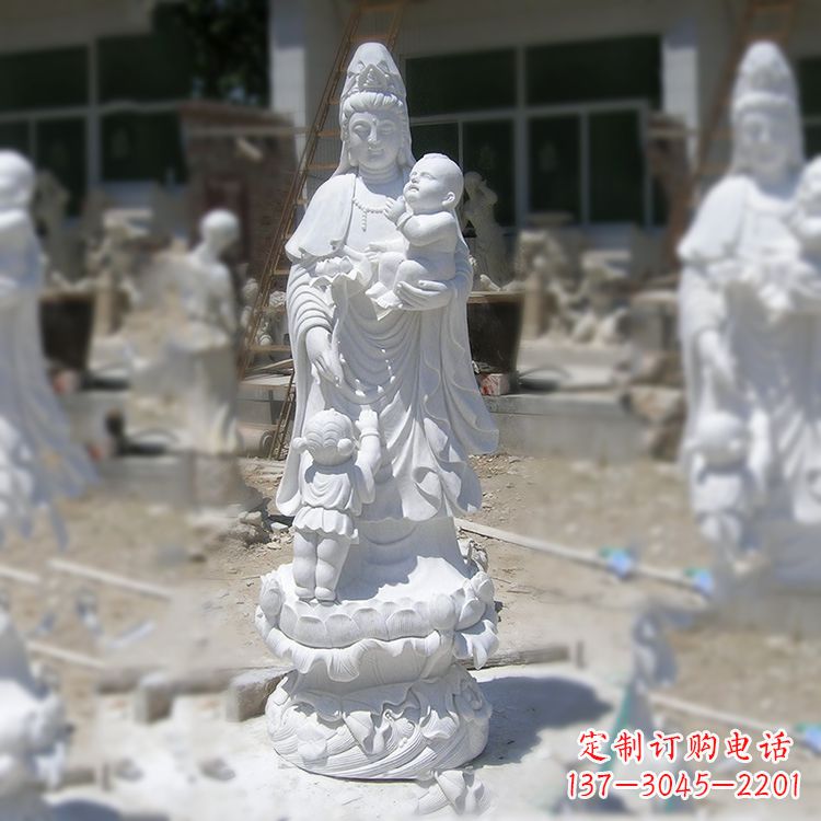 湖北汉白玉送子观音雕塑