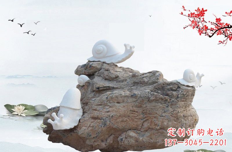 湖北高雅而令人惊叹的汉白玉蜗牛雕塑