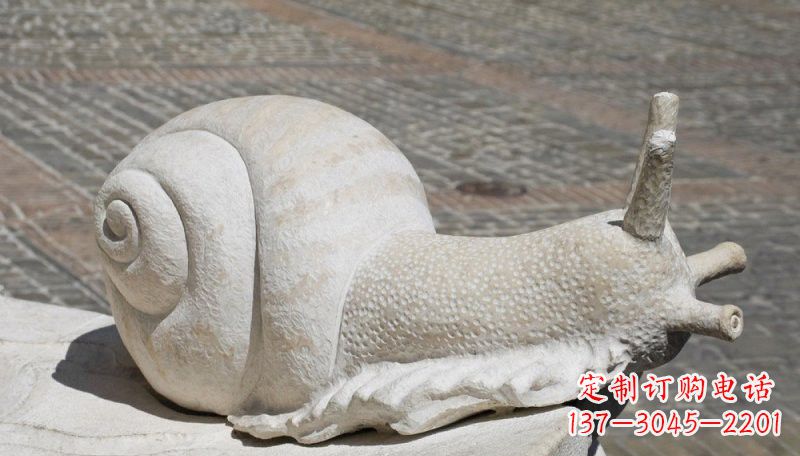 湖北汉白玉蜗牛动物石雕