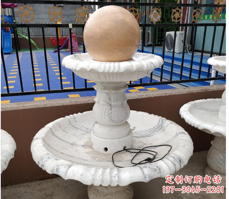 湖北高贵典雅的汉白玉风水球雕塑