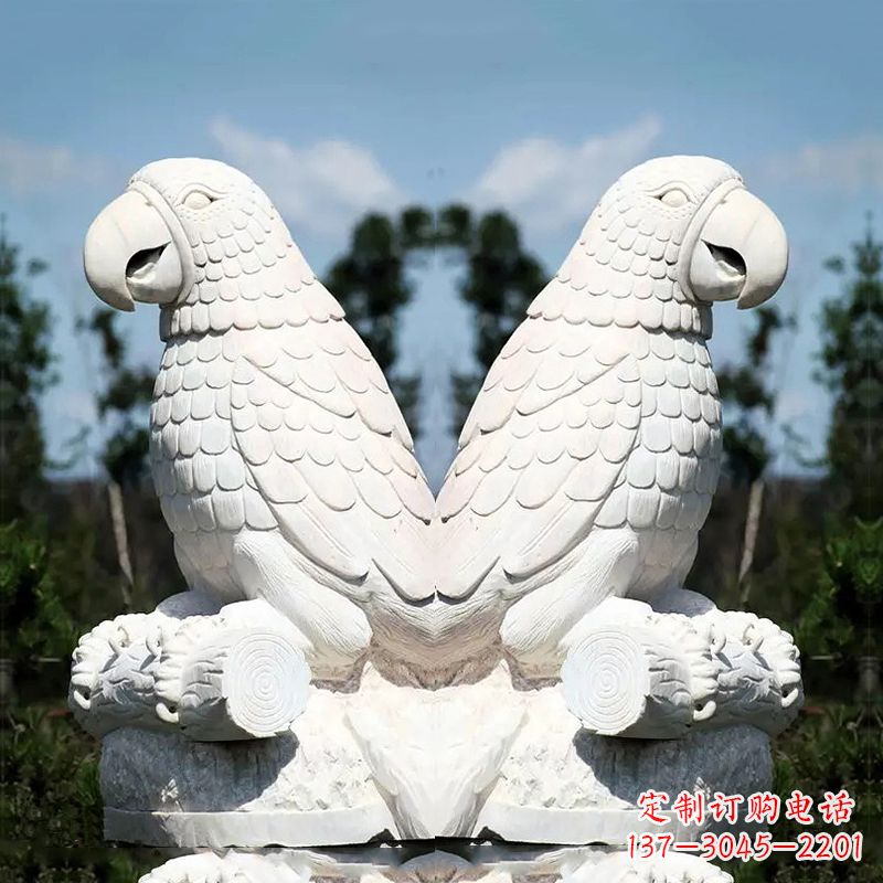 湖北汉白玉鹦鹉石雕
